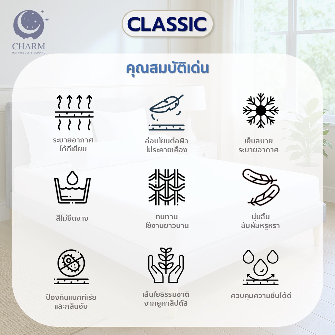  ชุดผ้าปูที่นอน 3.5ฟุต Charm รุ่น คลาสสิค Mirage ไม่รวมผ้านวม สี คลาสสิค Mirage _7